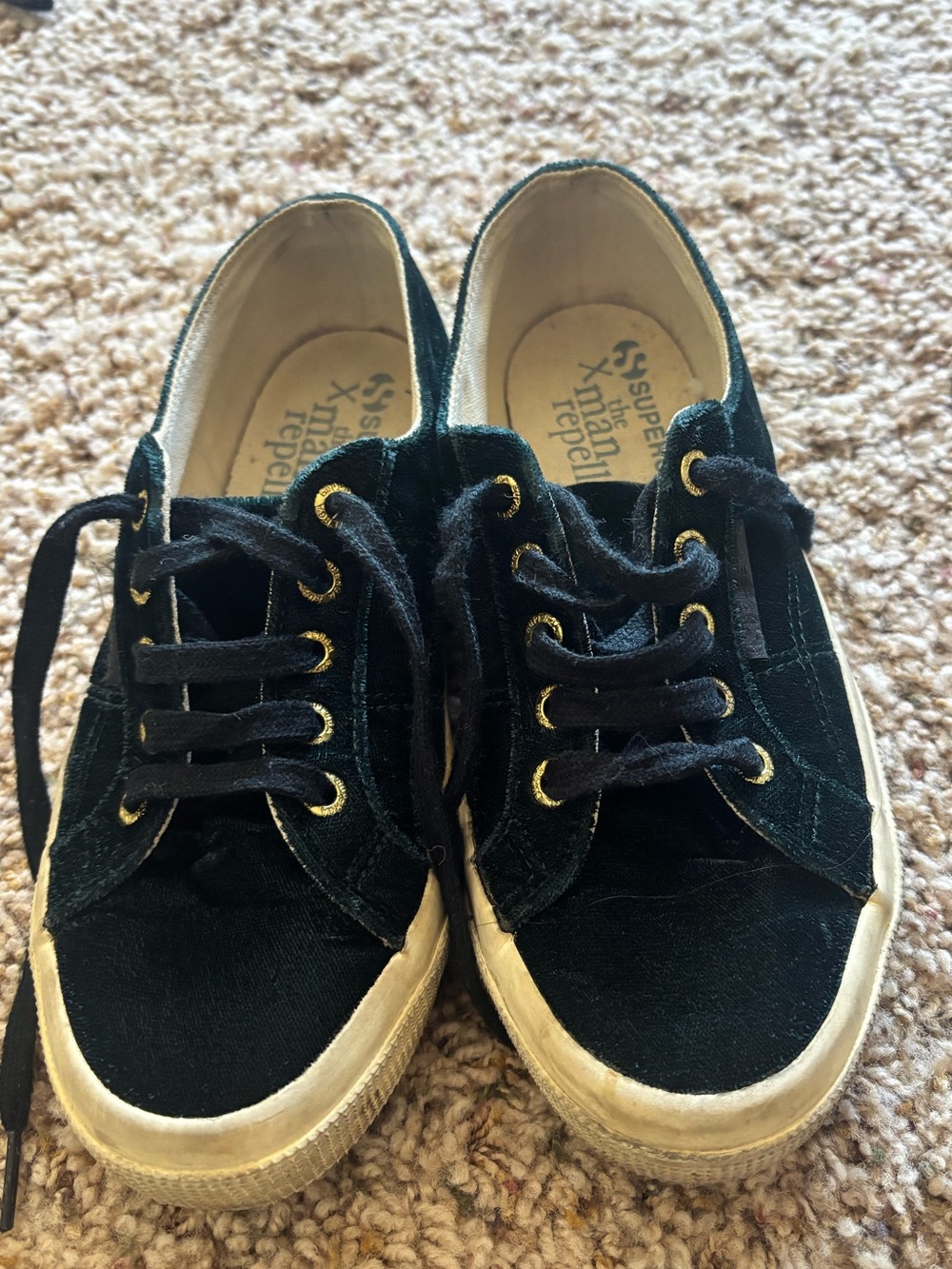 Dark Green Velvet Sneakers